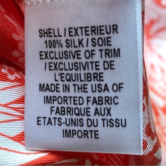 Milly Of New York Silk V-neck Fringe Trim Orange Floral Sleeveless Tank Size 6 - Picture 8 of 14